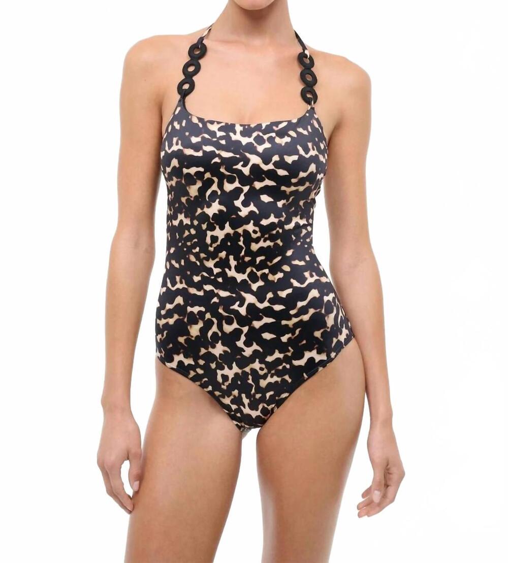 NEW STAUD laird one-piece swimsuit in tortoise